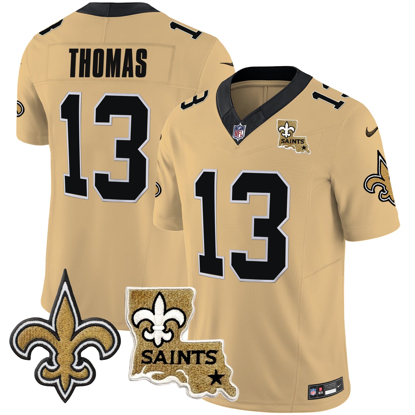 Saints Vapor Limited Jersey - New Orleans Patch - All Stitched