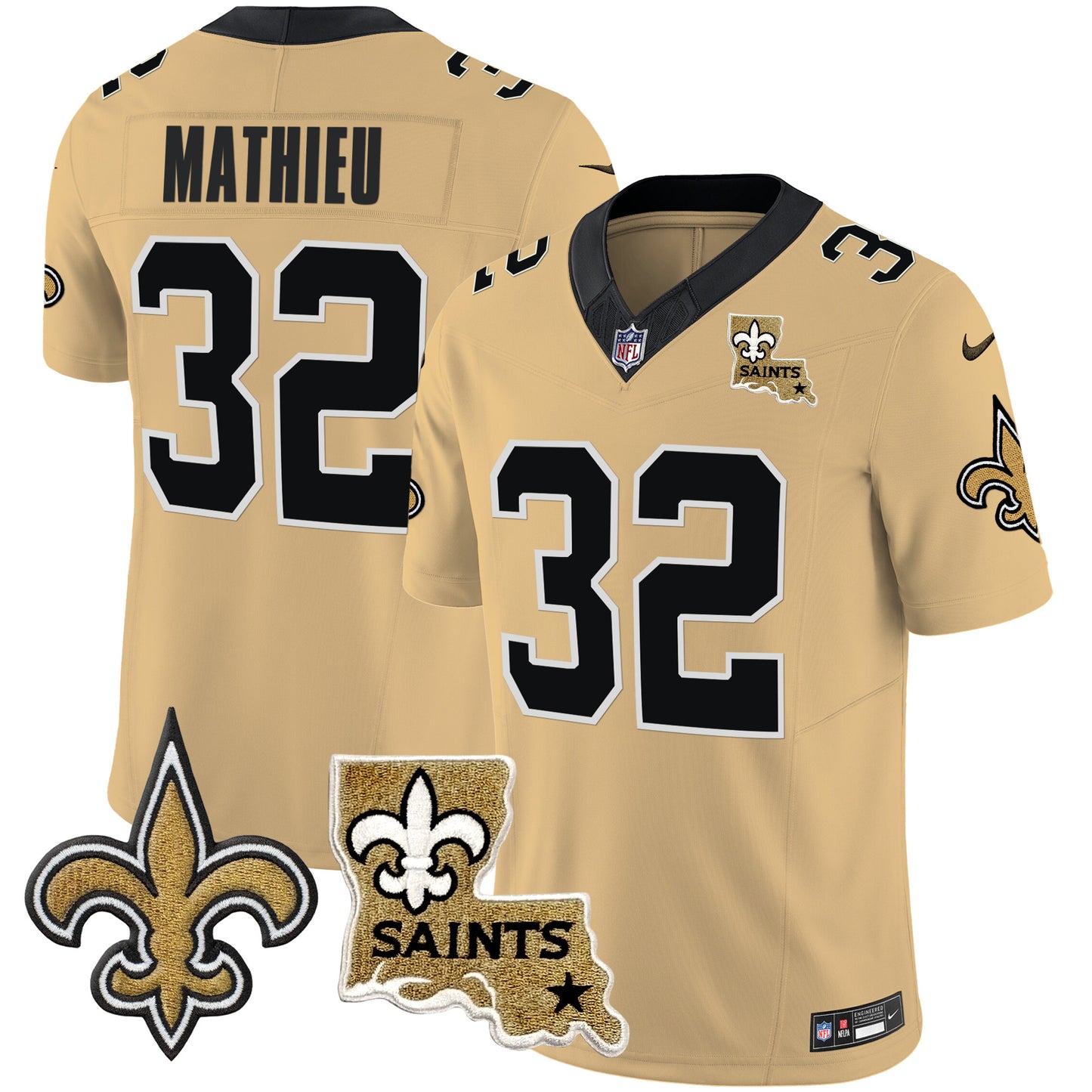 Saints Vapor Limited Jersey - New Orleans Patch - All Stitched