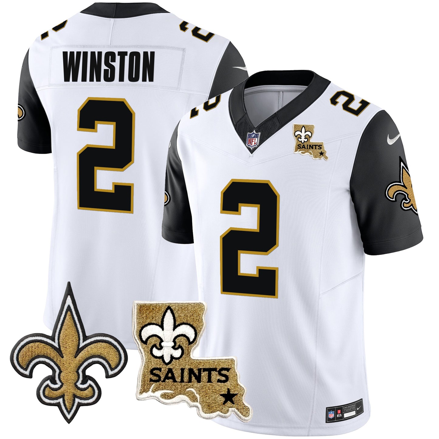 Saints Vapor Limited Jersey - New Orleans Patch - All Stitched