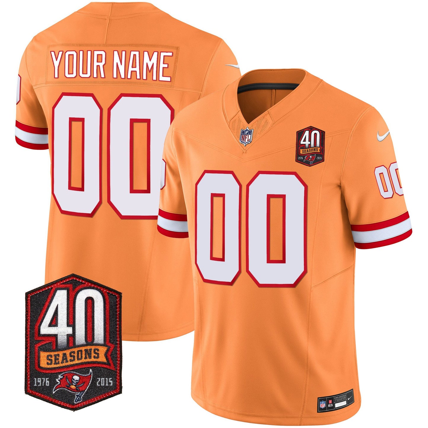 Buccaneers 40th Season Patch Vapor Limited Custom Jersey - All Stitched