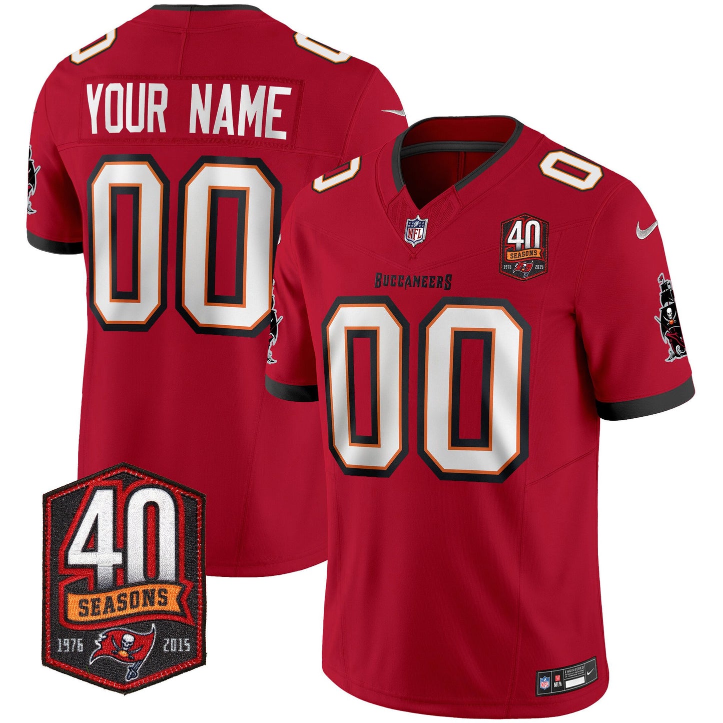 Buccaneers 40th Season Patch Vapor Limited Custom Jersey - All Stitched