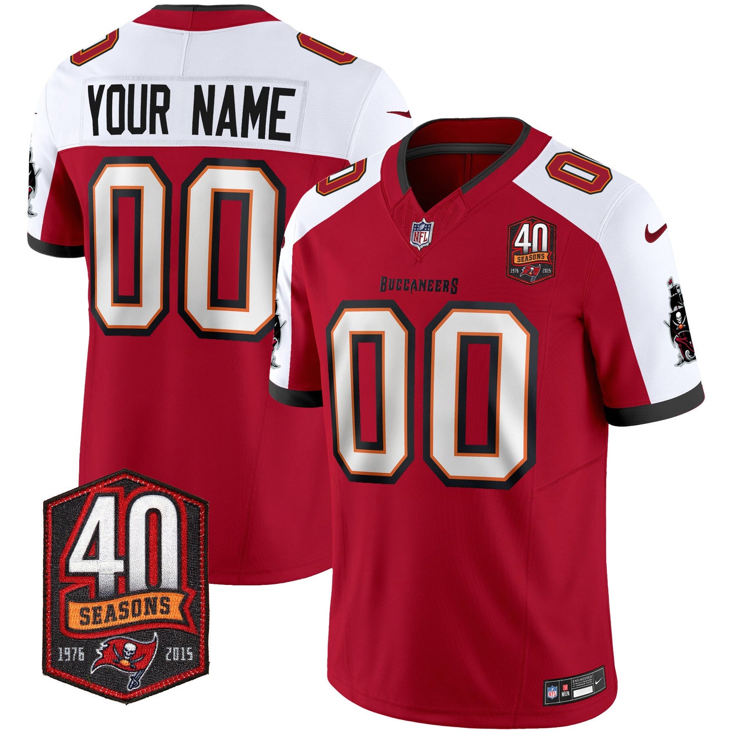 Buccaneers 40th Season Patch Vapor Limited Custom Jersey - All Stitched