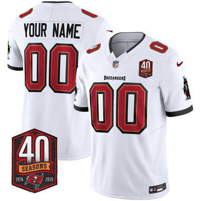 Buccaneers 40th Season Patch Vapor Limited Custom Jersey - All Stitched