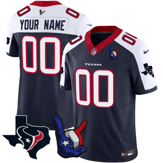 Houston Texans Hand Sign Throwing Up The H Vapor Custom Jersey - All Stitched