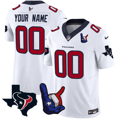 Houston Texans Hand Sign Throwing Up The H Vapor Custom Jersey - All Stitched