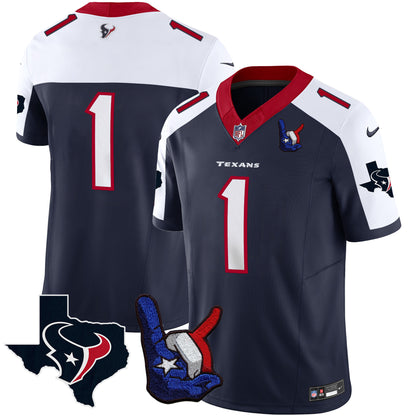 Houston Texans Hand Sign Throwing Up The H Vapor Jersey - All Stitched