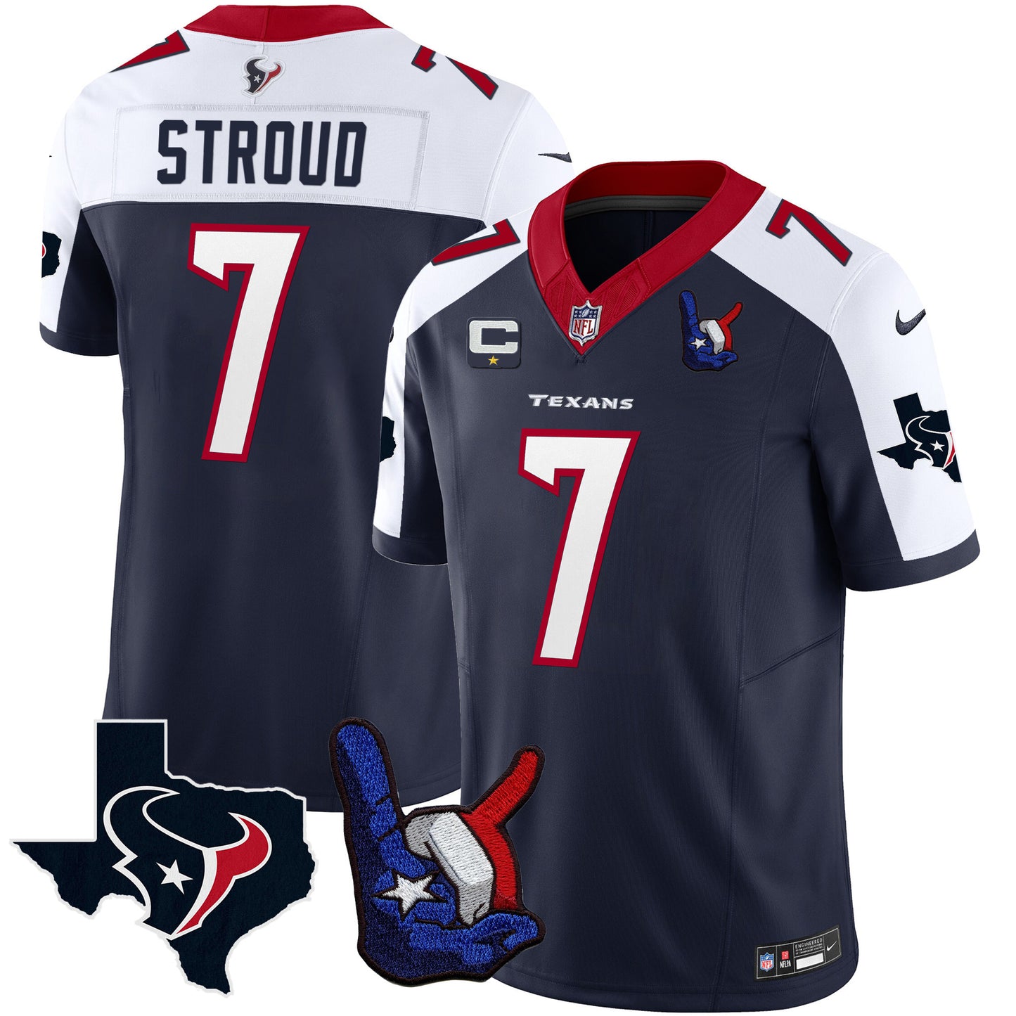 Houston Texans Hand Sign Throwing Up The H Vapor Jersey - All Stitched