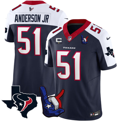 Houston Texans Hand Sign Throwing Up The H Vapor Jersey - All Stitched