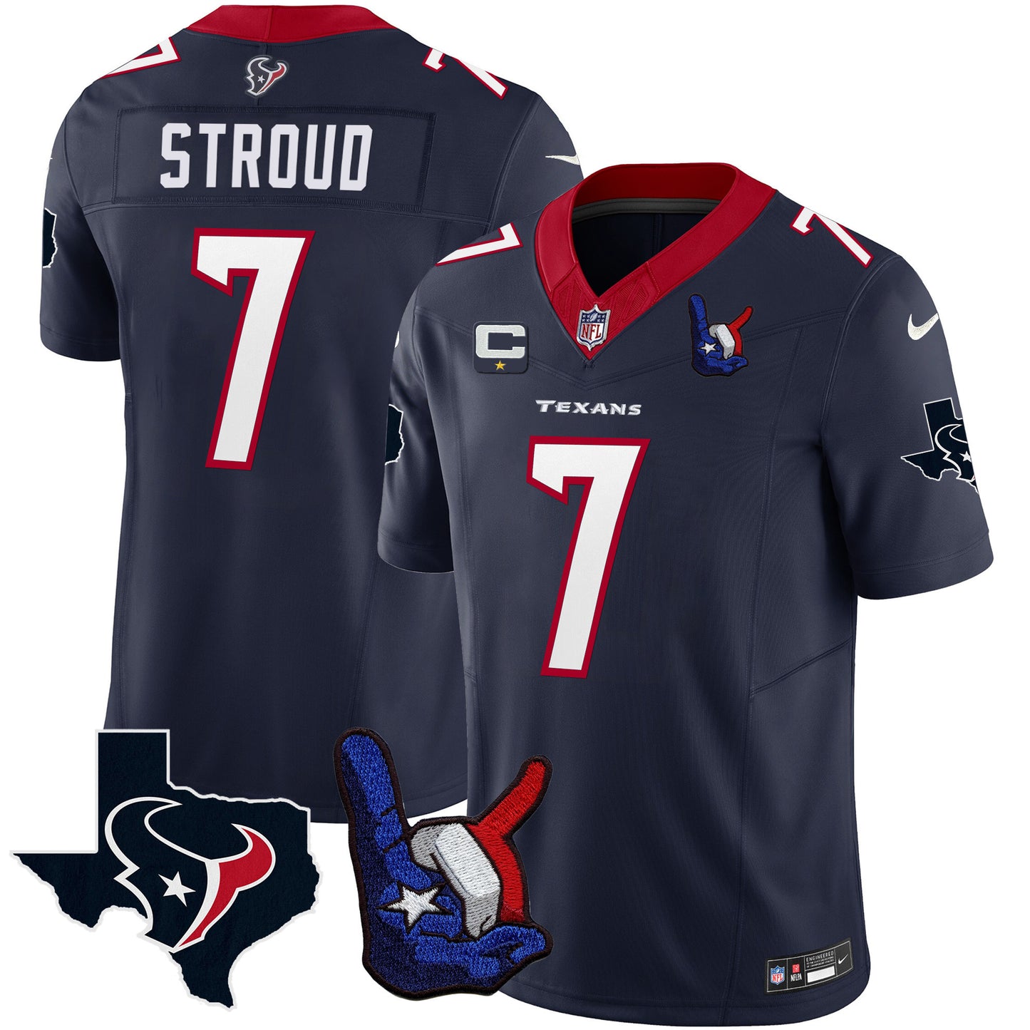 Houston Texans Hand Sign Throwing Up The H Vapor Jersey - All Stitched