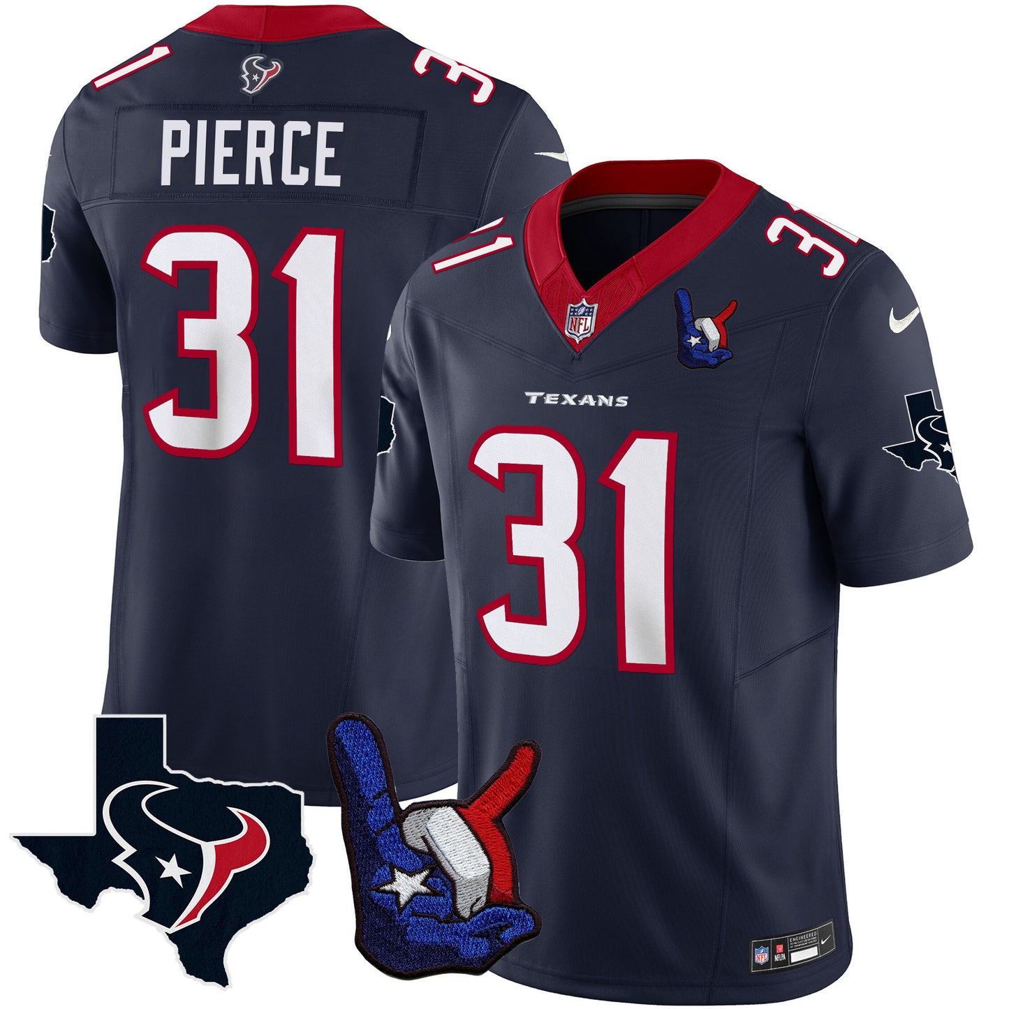 Houston Texans Hand Sign Throwing Up The H Vapor Jersey - All Stitched