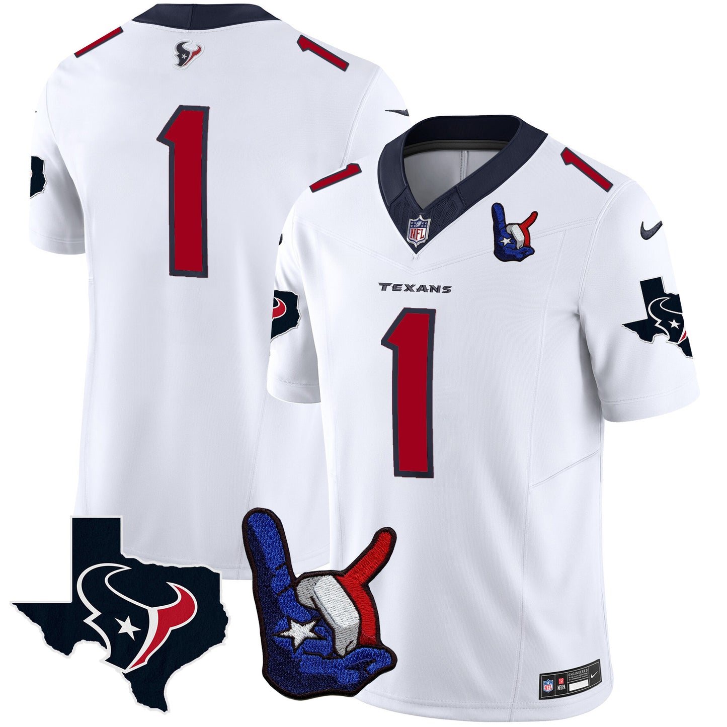 Houston Texans Hand Sign Throwing Up The H Vapor Jersey - All Stitched