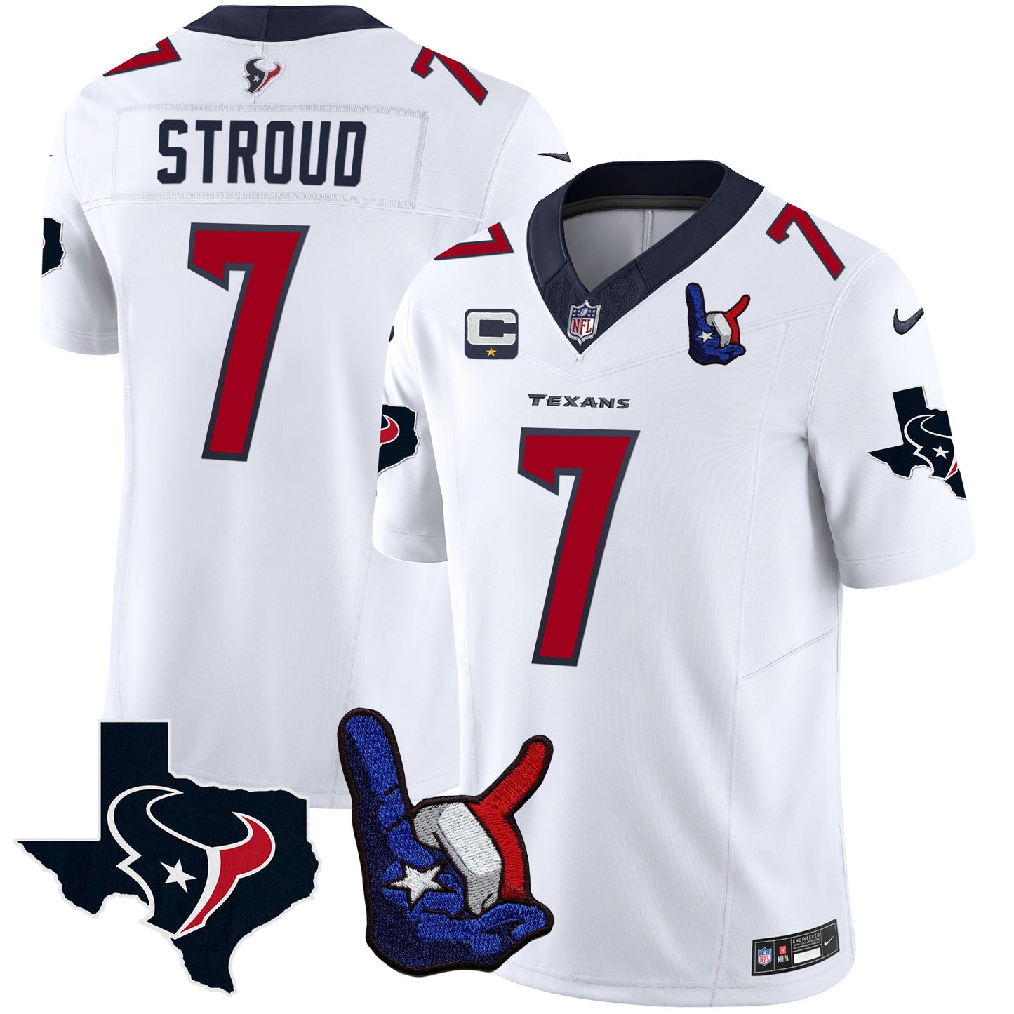 Houston Texans Hand Sign Throwing Up The H Vapor Jersey - All Stitched