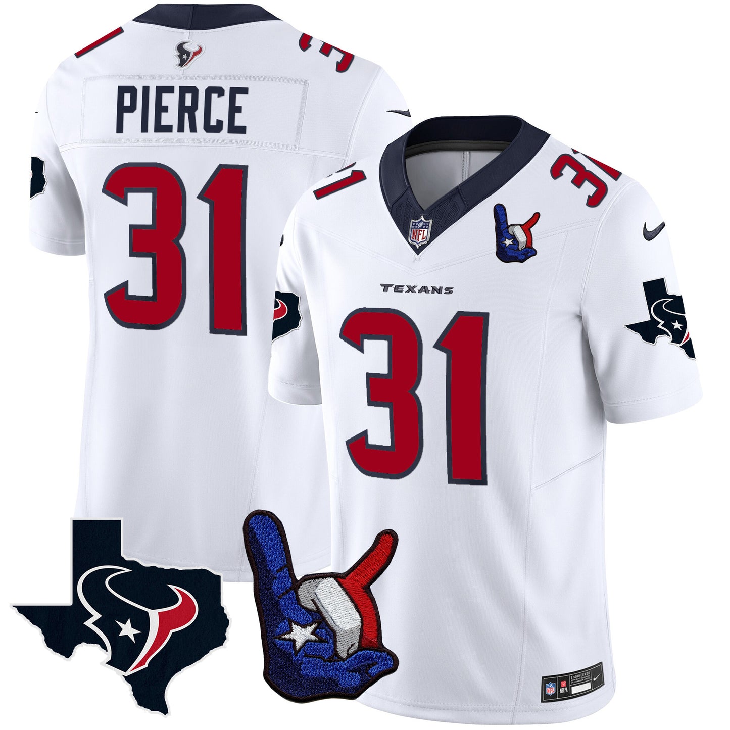 Houston Texans Hand Sign Throwing Up The H Vapor Jersey - All Stitched