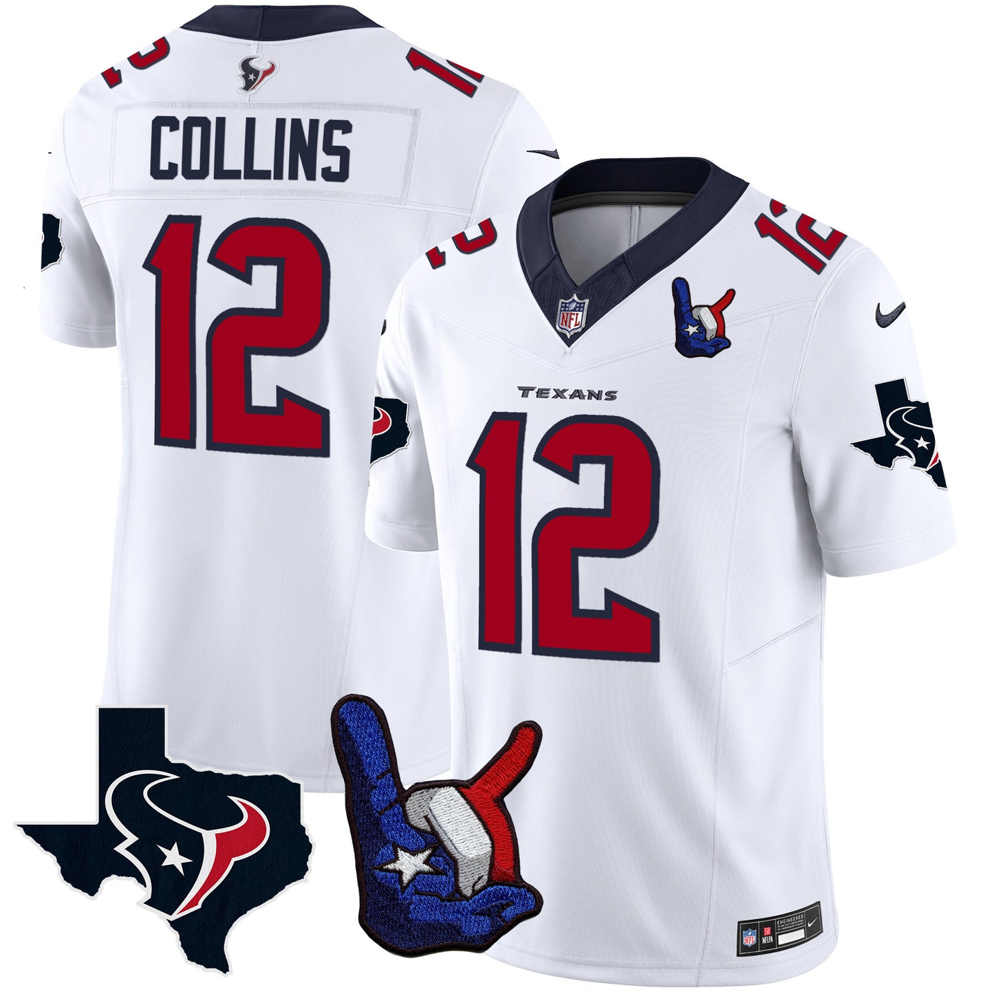 Houston Texans Hand Sign Throwing Up The H Vapor Jersey - All Stitched