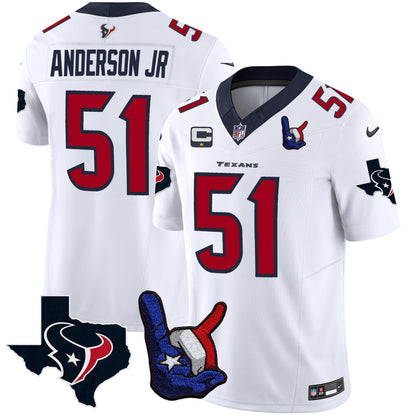 Houston Texans Hand Sign Throwing Up The H Vapor Jersey - All Stitched