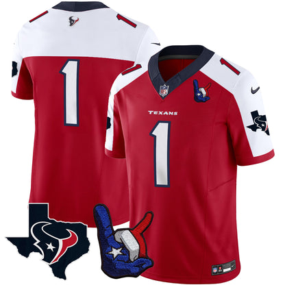 Houston Texans Hand Sign Throwing Up The H Vapor Jersey - All Stitched