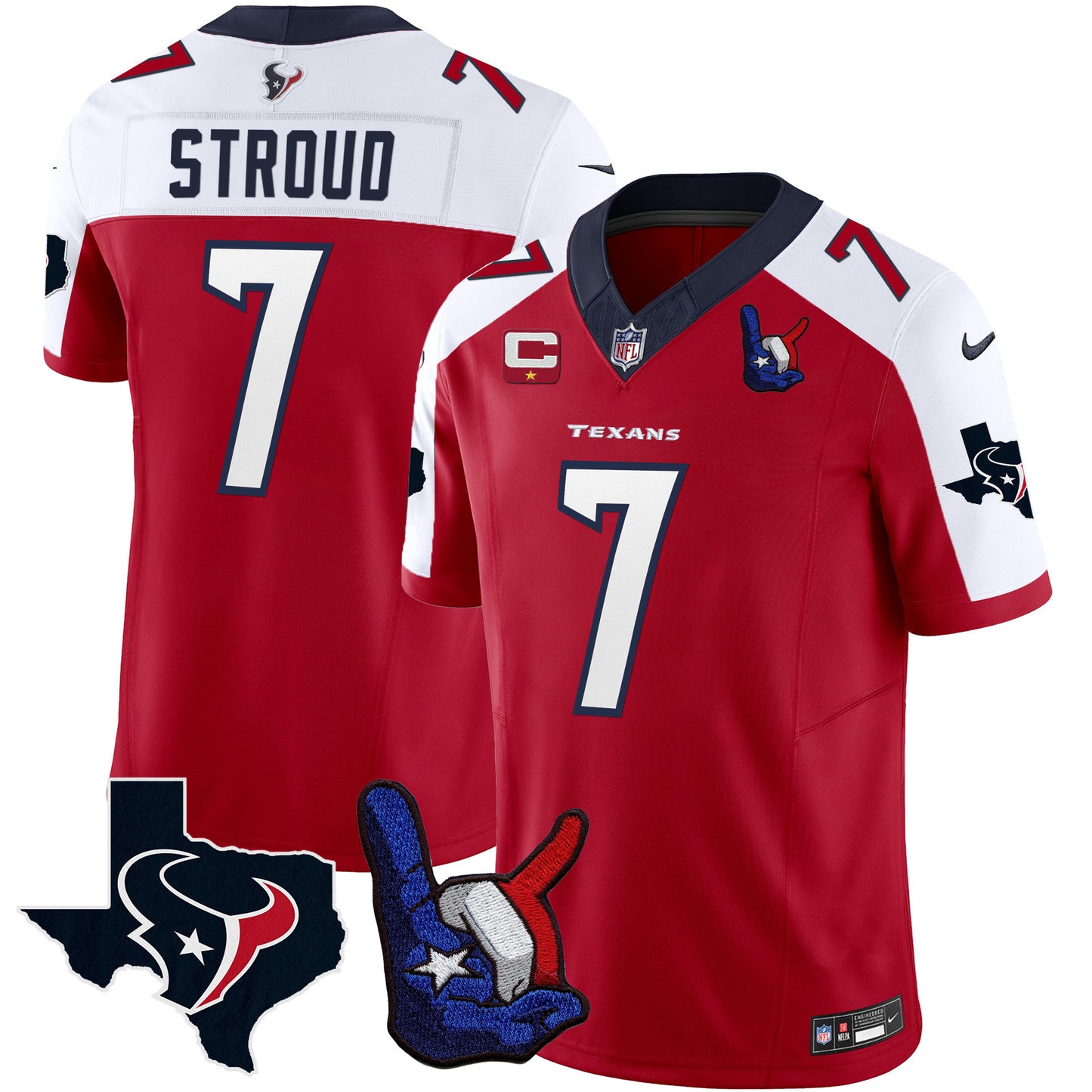 Houston Texans Hand Sign Throwing Up The H Vapor Jersey - All Stitched