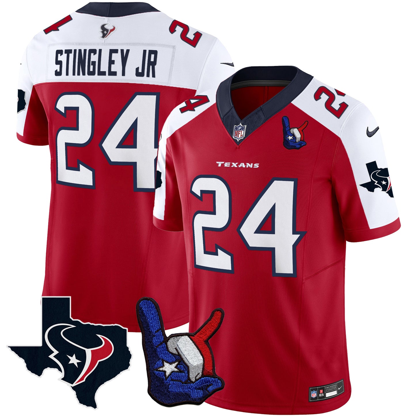 Houston Texans Hand Sign Throwing Up The H Vapor Jersey - All Stitched