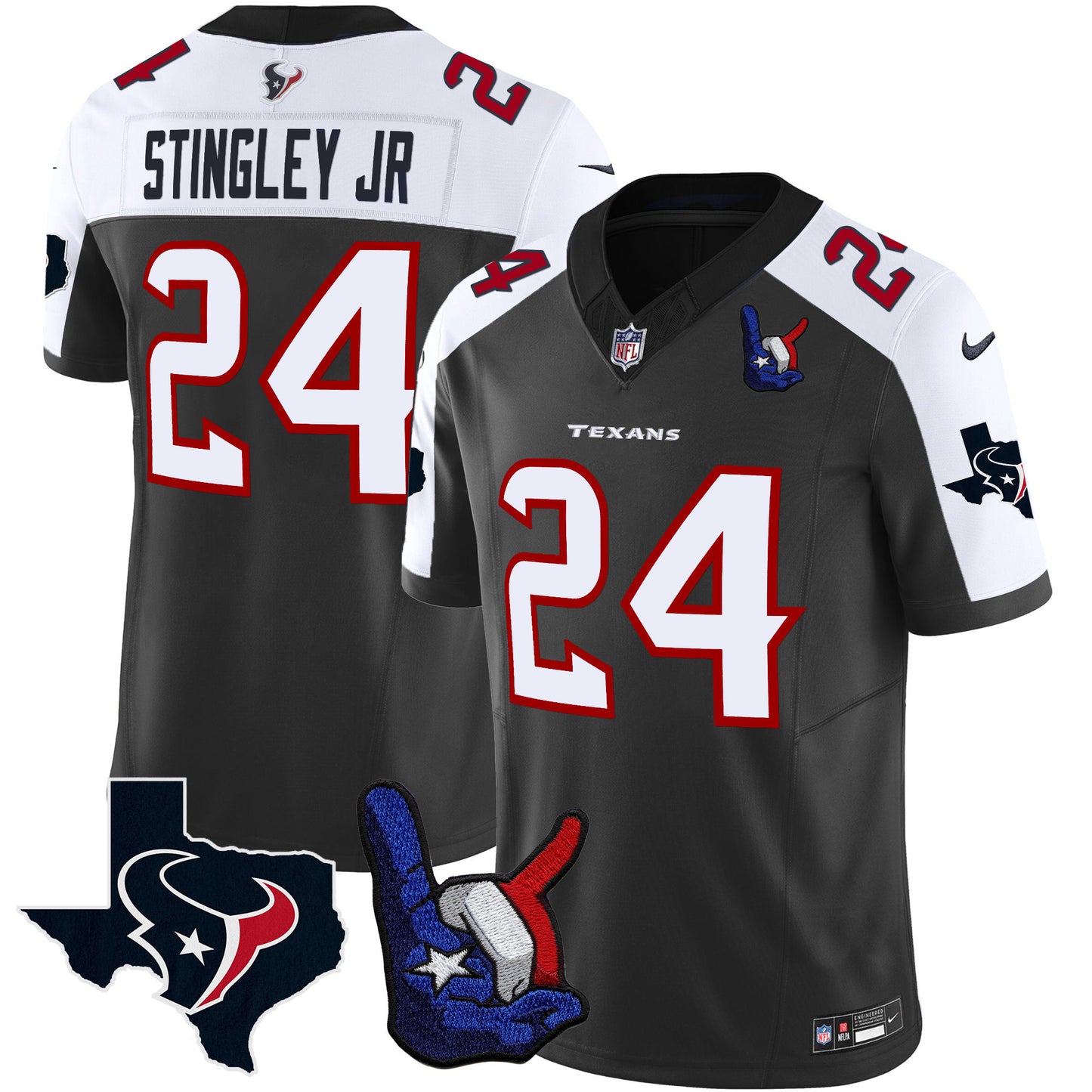 Houston Texans Hand Sign Throwing Up The H Vapor Jersey - All Stitched