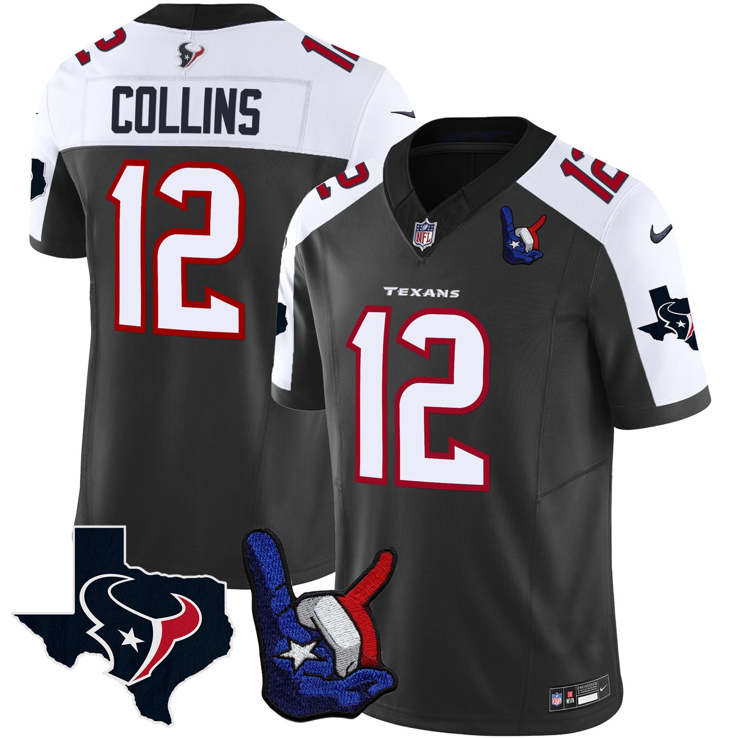 Houston Texans Hand Sign Throwing Up The H Vapor Jersey - All Stitched