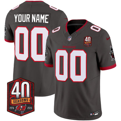 Buccaneers 40th Season Patch Vapor Limited Custom Jersey - All Stitched