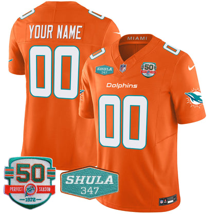 Dolphins Shula 347 Patch Vapor Limited Custom Jersey V2 - All Stitched