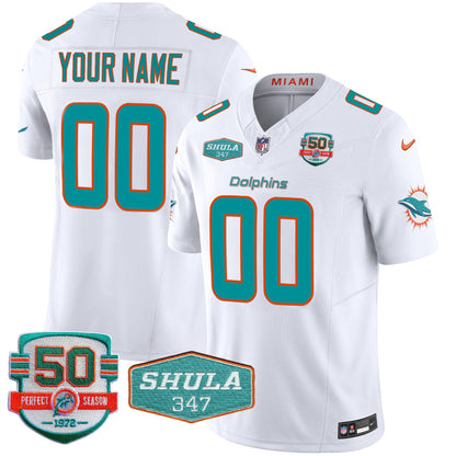 Dolphins Shula 347 Patch Vapor Limited Custom Jersey V2 - All Stitched