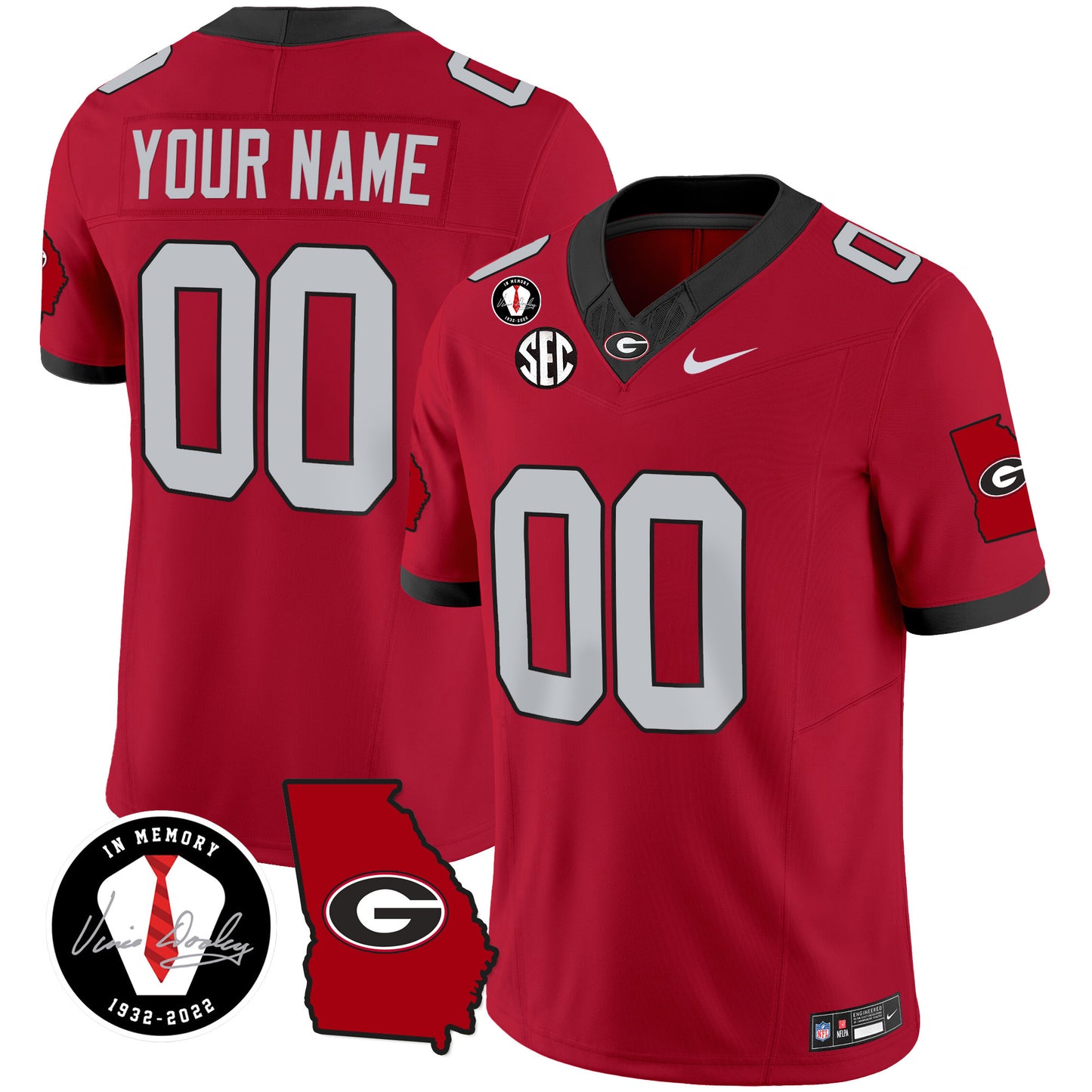 Georgia Bulldogs 2024 Vapor Custom Jersey V3 - Georgia Map - All Stitched