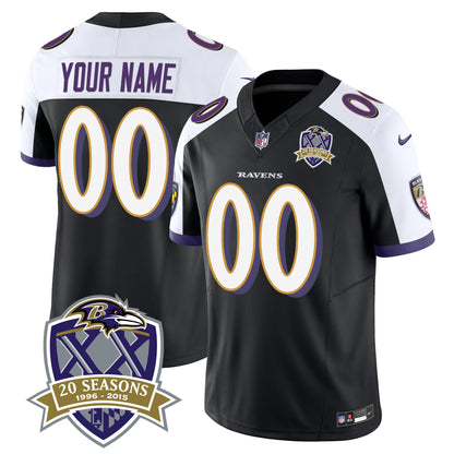 Ravens 20th Season Patch Vapor Limited Custom Jersey - All Stitched