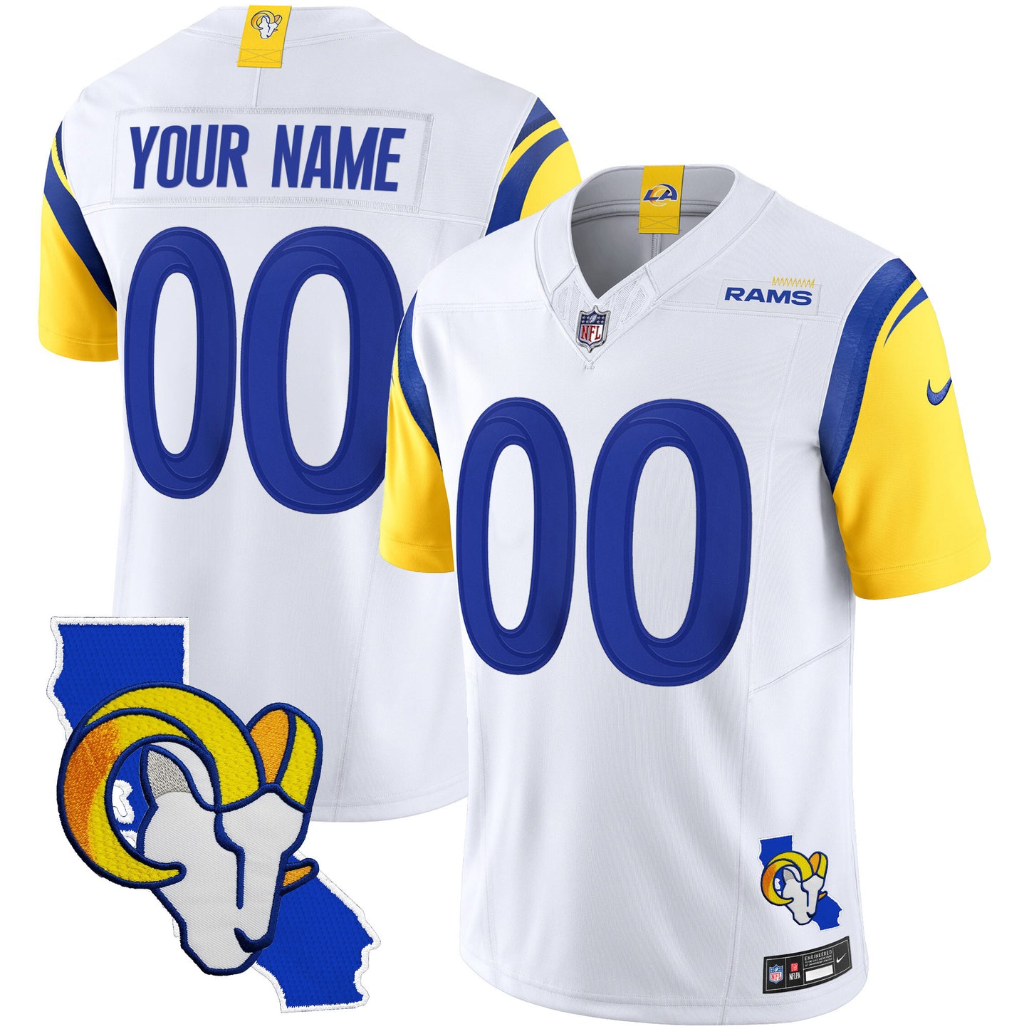 Rams California Patch Vapor Limited Custom Jersey - All Stitched