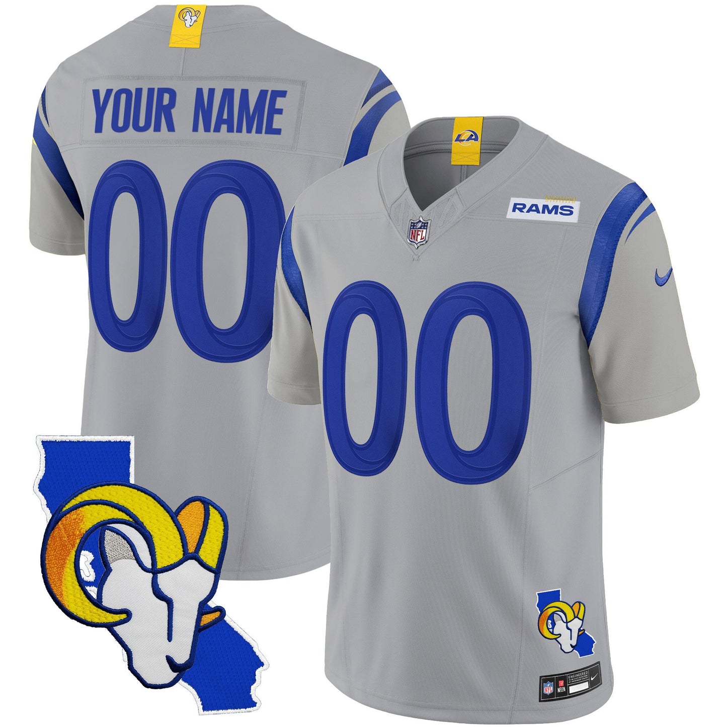 Rams California Patch Vapor Limited Custom Jersey - All Stitched