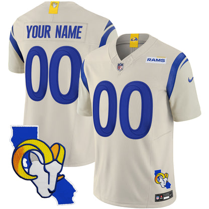 Rams California Patch Vapor Limited Custom Jersey - All Stitched