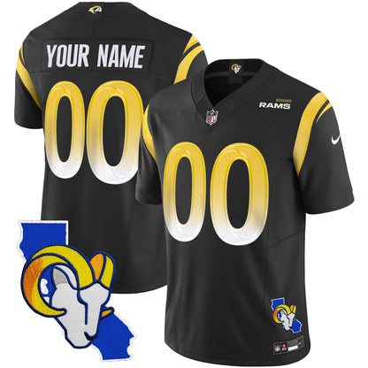 Rams California Patch Vapor Limited Custom Jersey - All Stitched