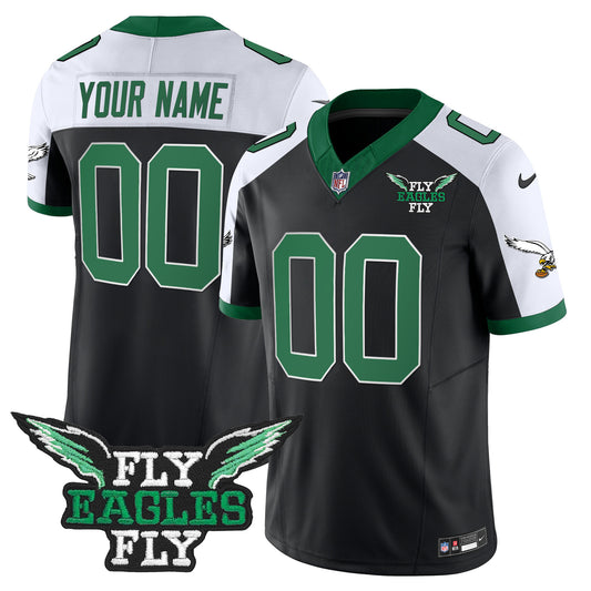 Fly Eagles Fly Patch Throwback Kelly Green Vapor Custom Jersey - All Stitched