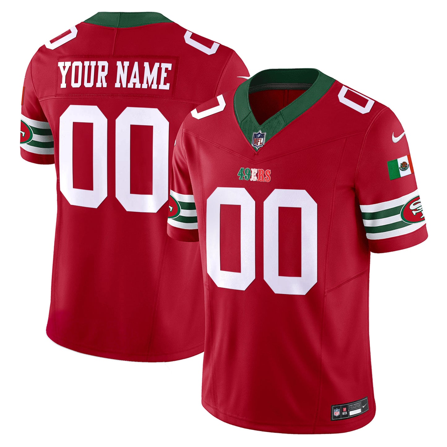 49ers Mexico Vapor Custom Jersey V2 - All Stitched