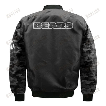Chicago Bears Black RFLCTV Chevron NFL 2024 Unisex Bomber Jacket V9