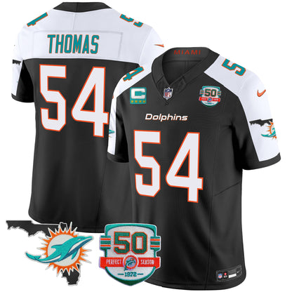 Dolphins 50th Perfect Season & Florida Patch Vapor Jersey - All Stitched