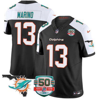 Dolphins 50th Perfect Season & Florida Patch Vapor Jersey - All Stitched