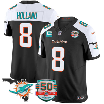 Dolphins 50th Perfect Season & Florida Patch Vapor Jersey - All Stitched