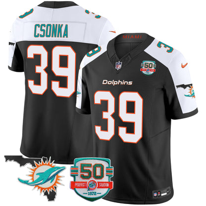 Dolphins 50th Perfect Season & Florida Patch Vapor Jersey - All Stitched