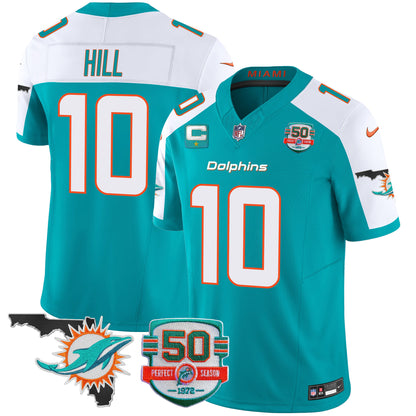 Dolphins 50th Perfect Season & Florida Patch Vapor Jersey - All Stitched