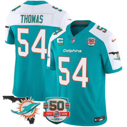 Dolphins 50th Perfect Season & Florida Patch Vapor Jersey - All Stitched