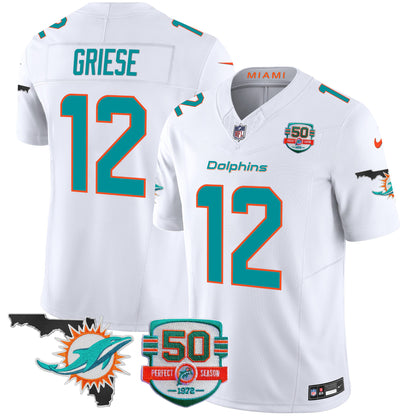 Dolphins 50th Perfect Season & Florida Patch Vapor Jersey - All Stitched