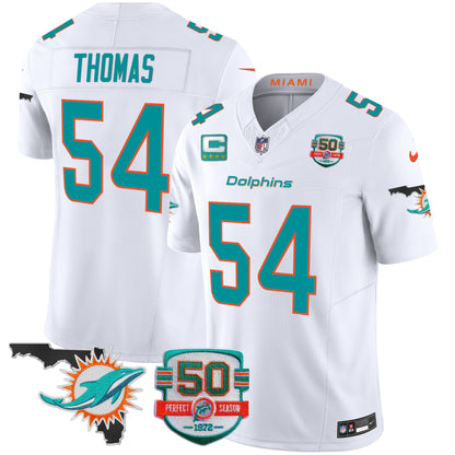 Dolphins 50th Perfect Season & Florida Patch Vapor Jersey - All Stitched