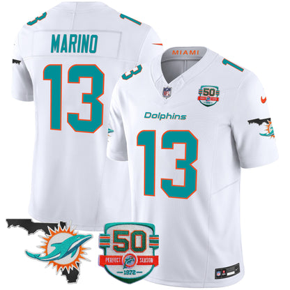 Dolphins 50th Perfect Season & Florida Patch Vapor Jersey - All Stitched