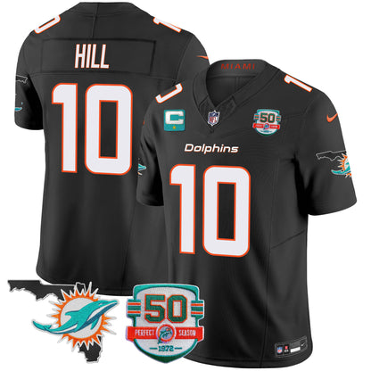 Dolphins 50th Perfect Season & Florida Patch Vapor Jersey - All Stitched