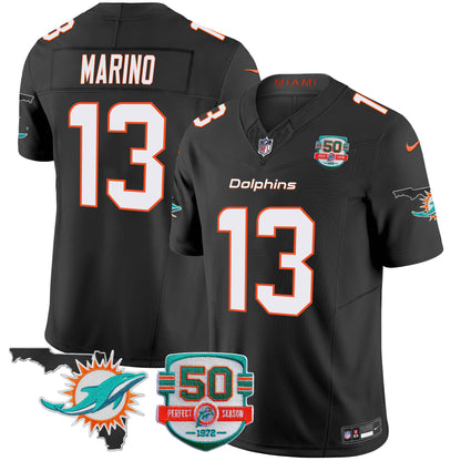 Dolphins 50th Perfect Season & Florida Patch Vapor Jersey - All Stitched