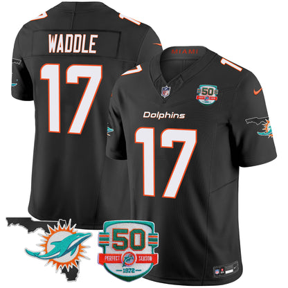 Dolphins 50th Perfect Season & Florida Patch Vapor Jersey - All Stitched