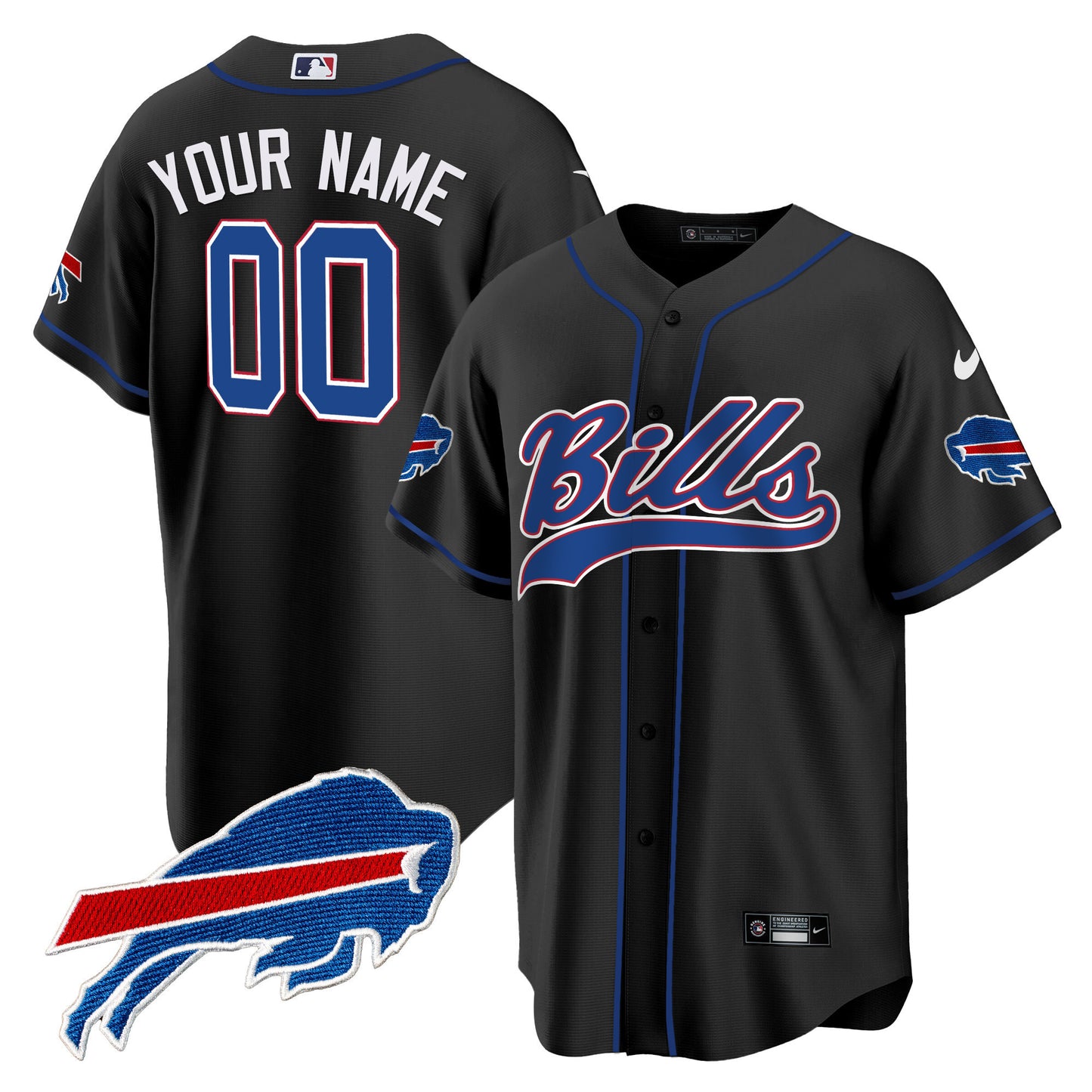 Buffalo Bills Baseball Custom Jersey - All Stitched