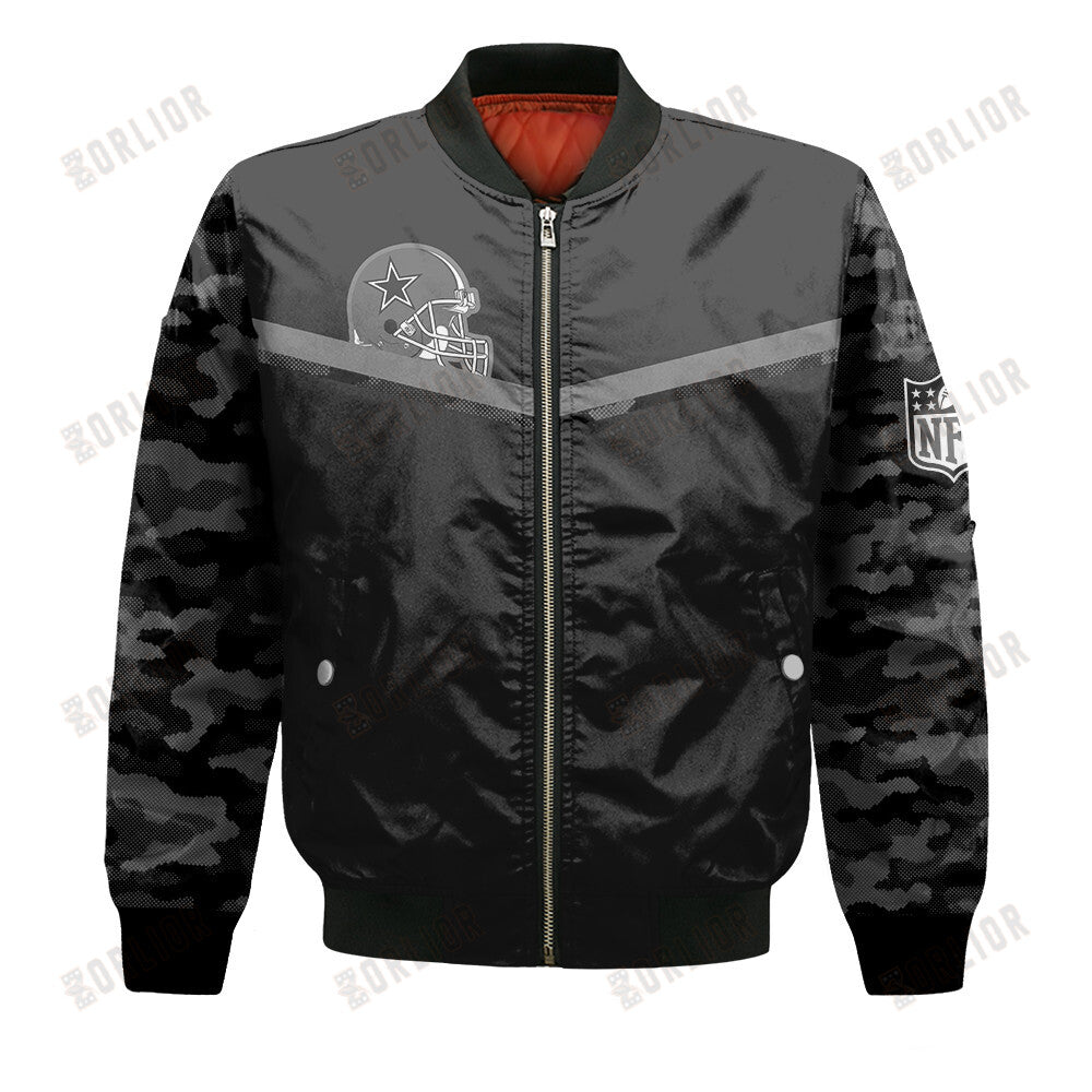 Dallas Cowboys Black RFLCTV Chevron NFL 2024 Unisex Bomber Jacket V9